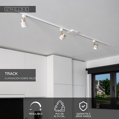 Lucide TRACK Conector en L - Sistema de carril monofásico / Iluminación con rieles - Derecho - Blanco(Extensión)